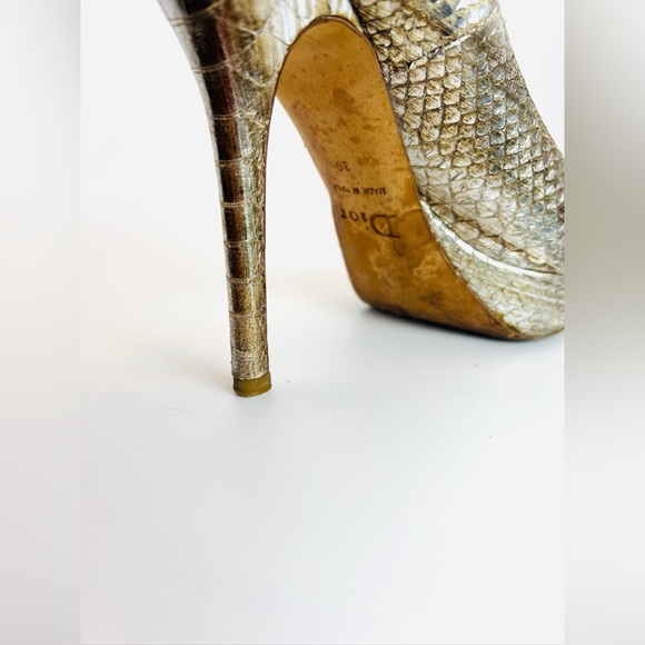 Christian Dior Platinum Snake Skin Peep-toe Heels 36 - Picture 9 of 15